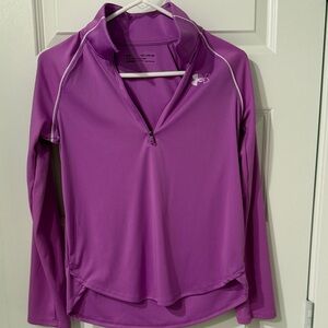 Under Armour Girls Youth purple Quarter-Zip athletic shirt XL YXL fitted gym